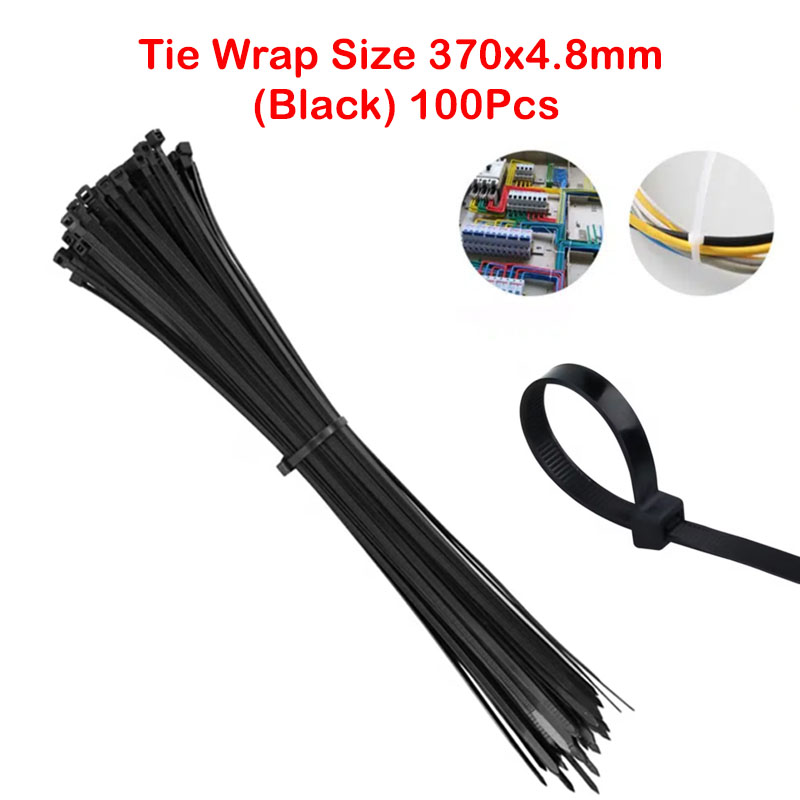Tie Wrap Size 370x4.8mm (Black) 100Pcs