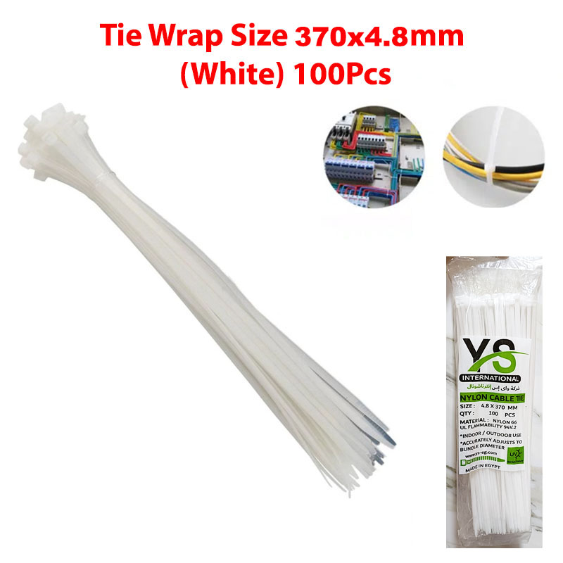 Tie Wrap Size 370x4.8mm (White) 100Pcs
