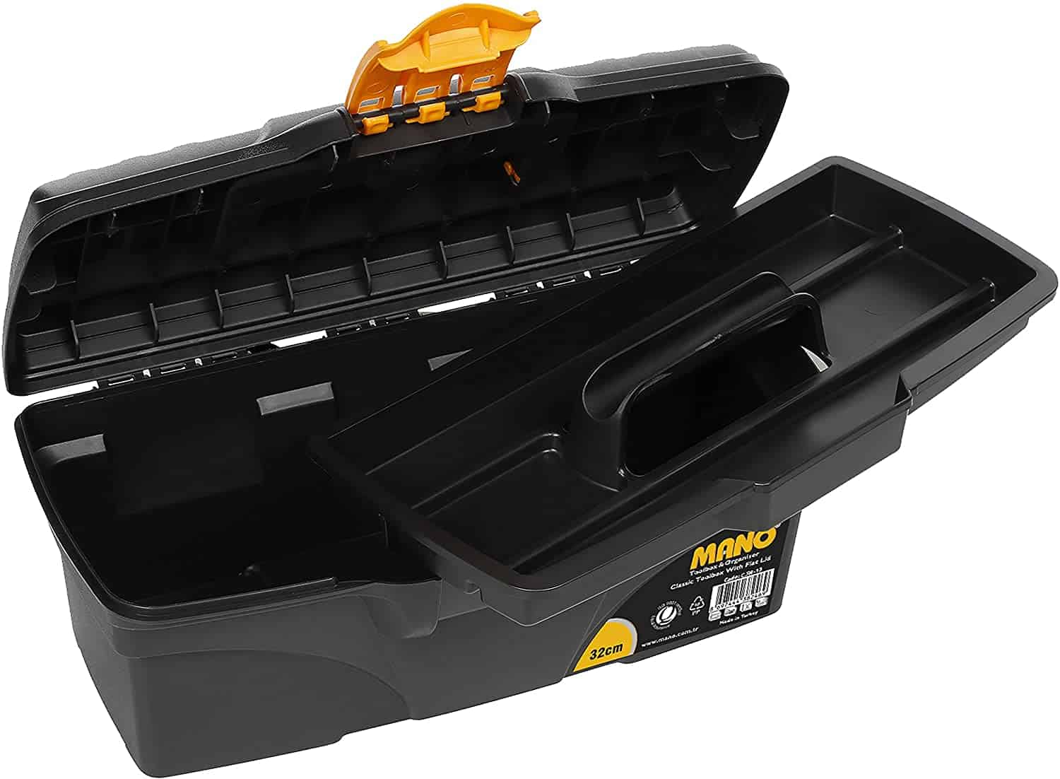 Plastic Tool Box C.OR-13″ Mano with Organizer, Made in Turkey" - Image 2