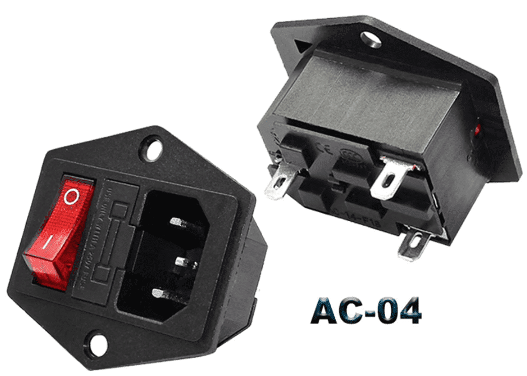 AC Power Socket Panel Mount Inlet With Fuse Holder And Switch - Image 3