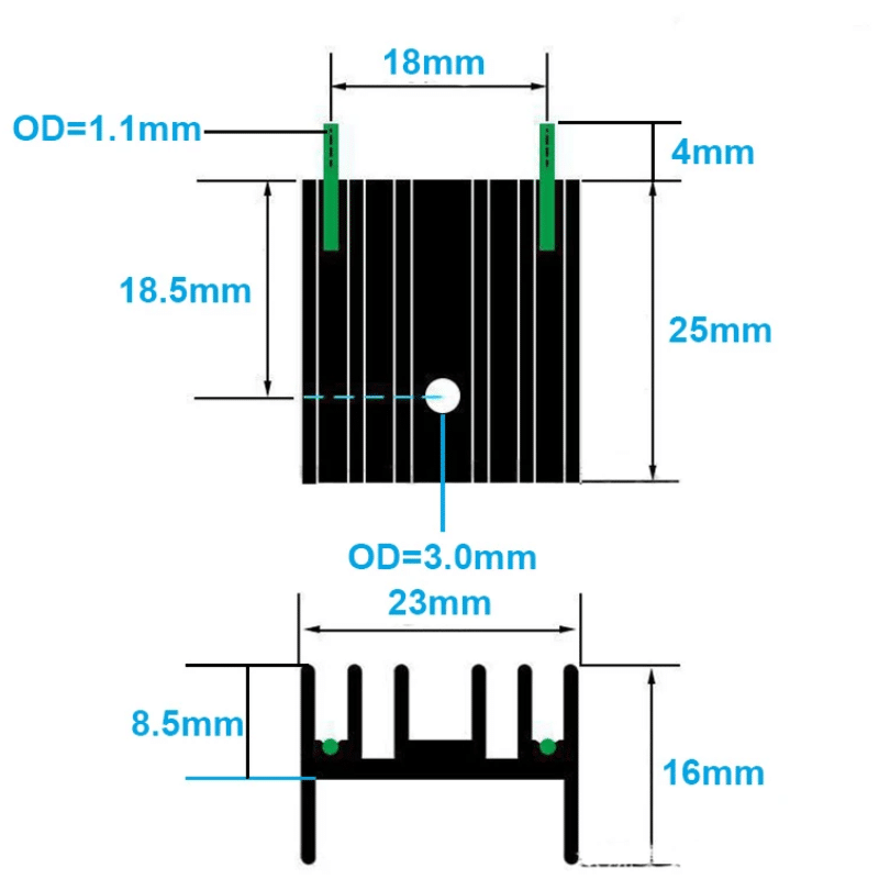 Heatsink Aluminum (25x23x16mm) - Image 2