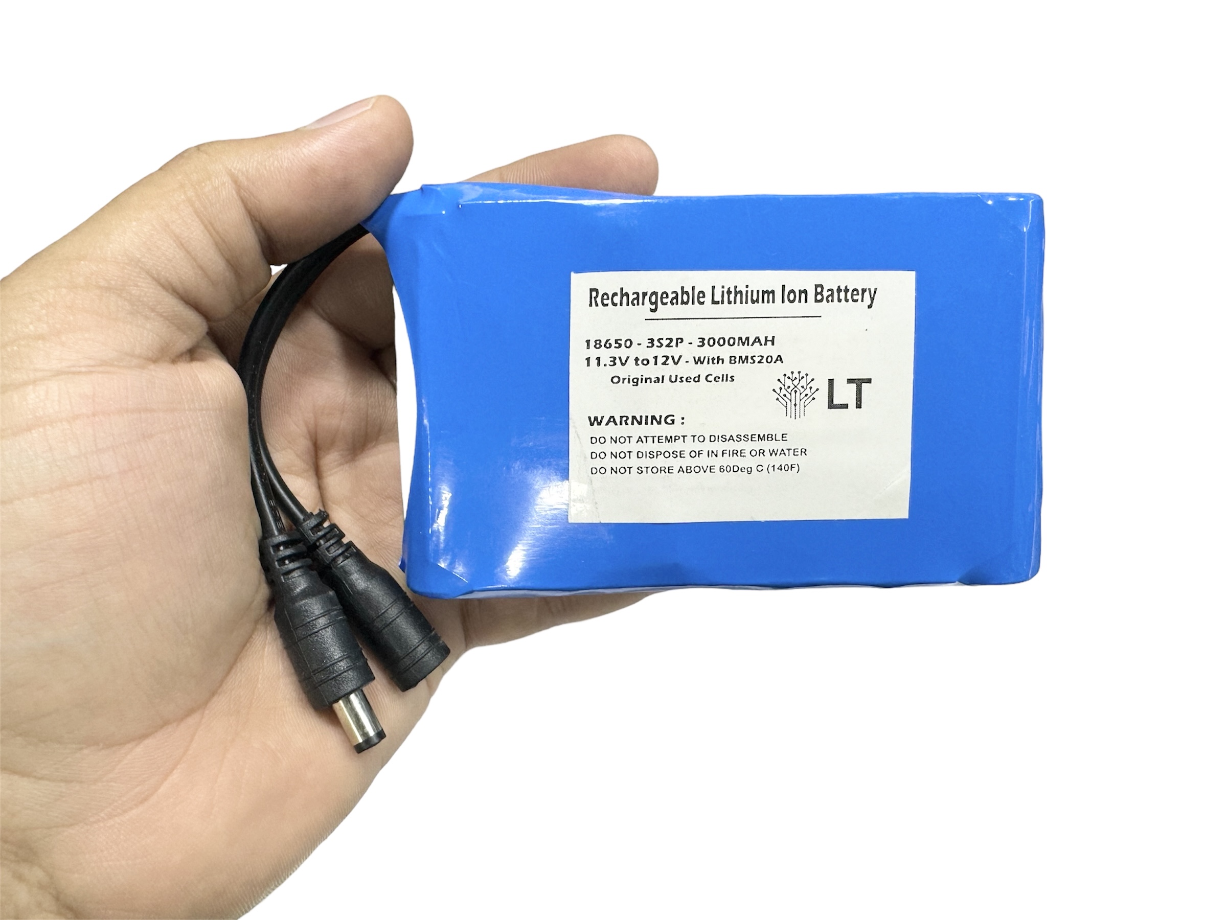 Rechargeable Lithium-ion Battery Pack (11.3V to 12V) 3000mAh With BMS 20A - Image 2