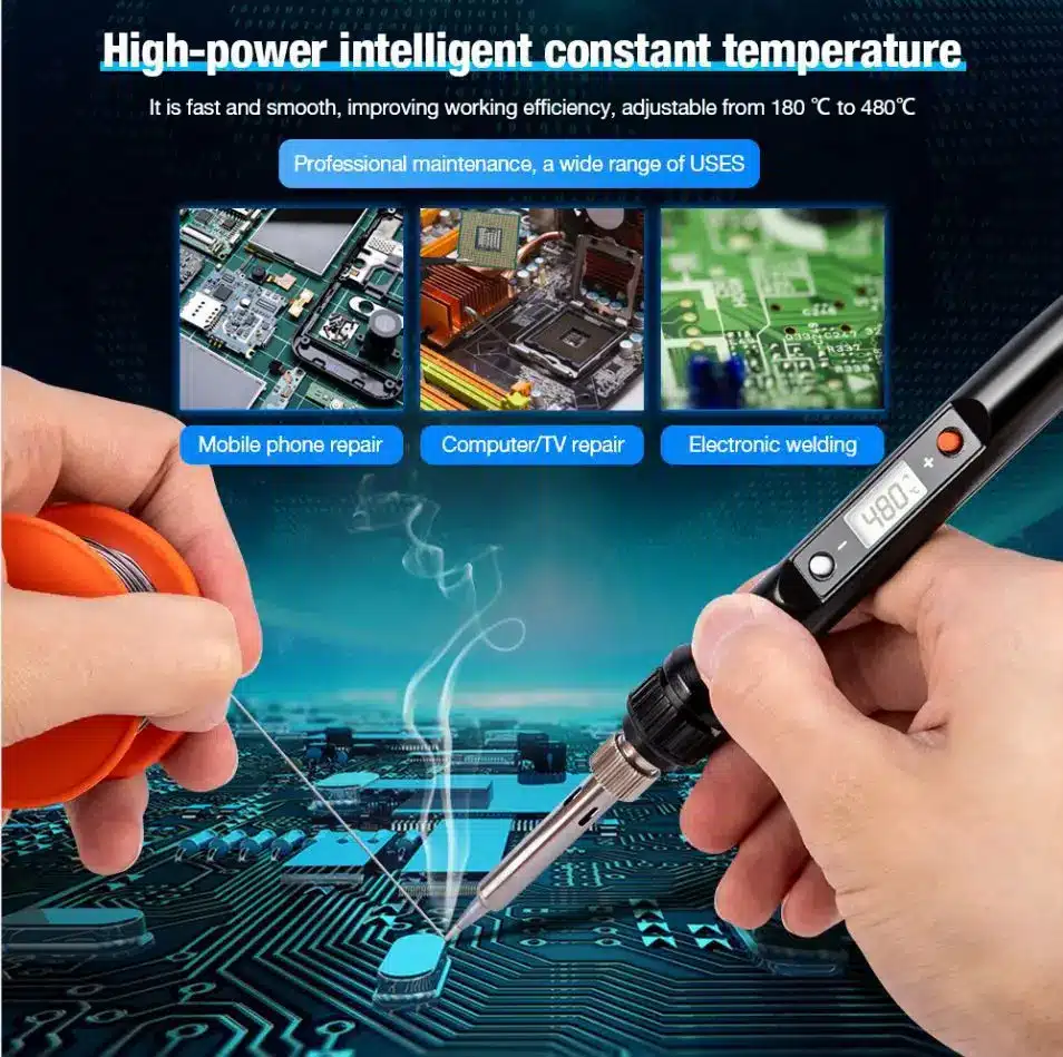 Digital Display Adjustable Temperature Soldering Iron 80W (936H) - Image 3