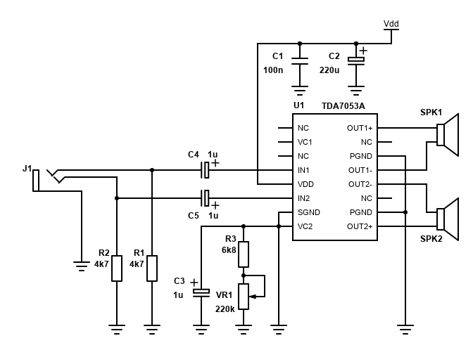 TDA7053 (2x1W Portable/Mains-Fed Stereo Power Amplifier) - Image 2