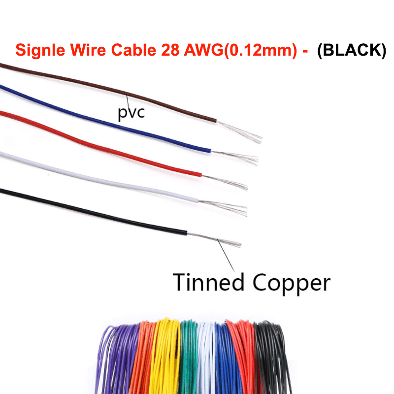 Signle Wire Cable 28 AWG (0.12mm) - 1Meter (Black)