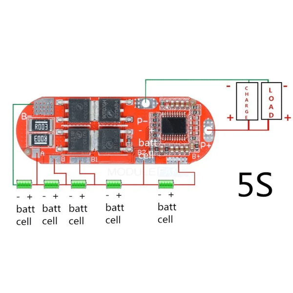 BMS 5S (21V - 25A) Lithium Battery Protection Board - Image 2