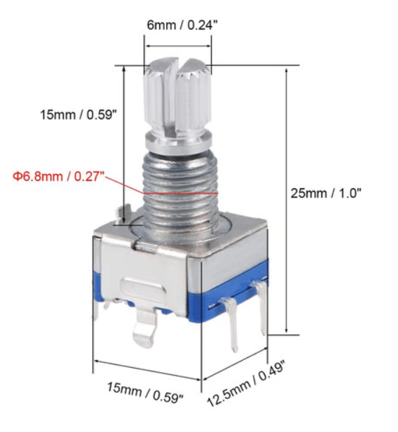 Rotary Encoder With Push Button Switch EC11 (5pin-15mm) Green - Image 2