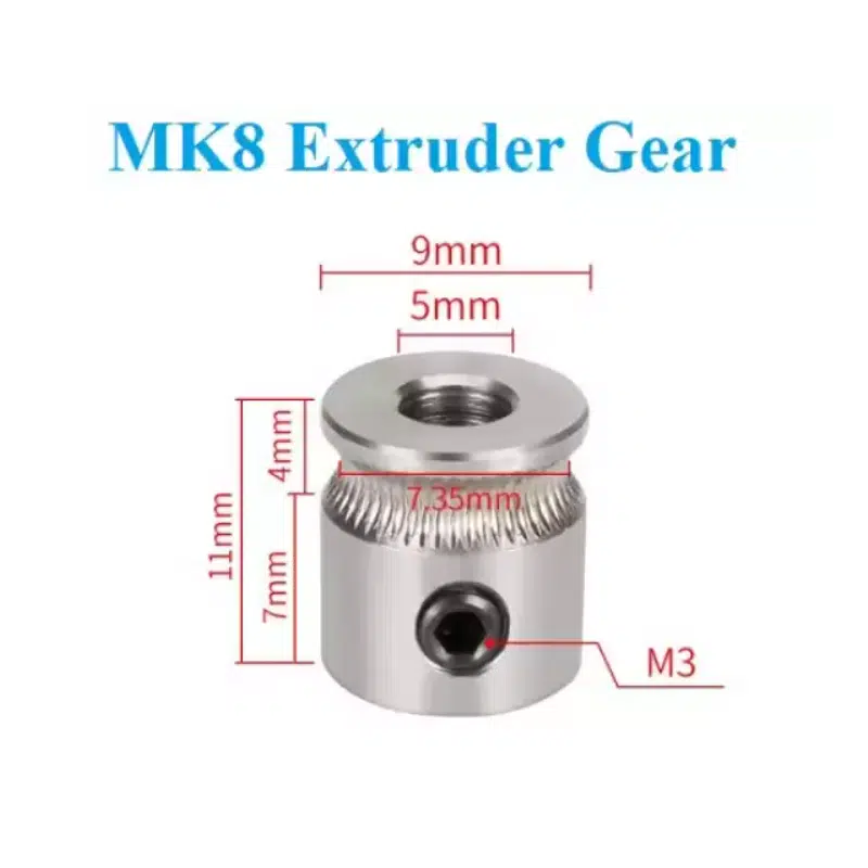 MK8 Drive Gear For 1.75mm & 3mm Filament (Shaft 5mm) 3D Printer - Image 3