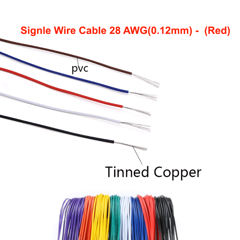 Signle Wire Cable 28 AWG (0.12mm) - 1Meter (Red)